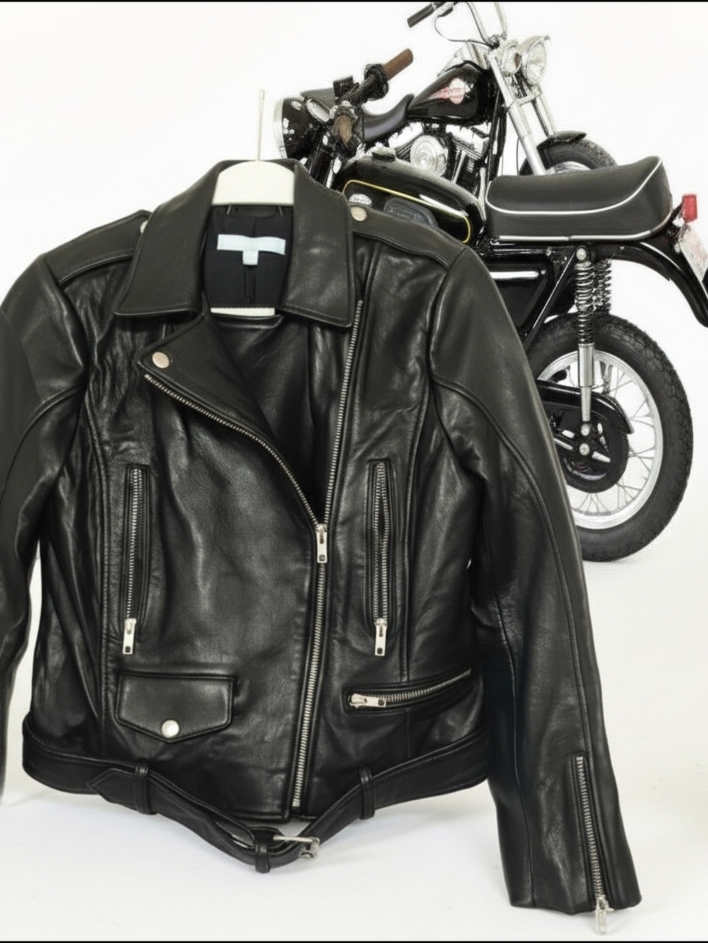 ANTONIO MELANI Black Leather Motorcycle Jacket